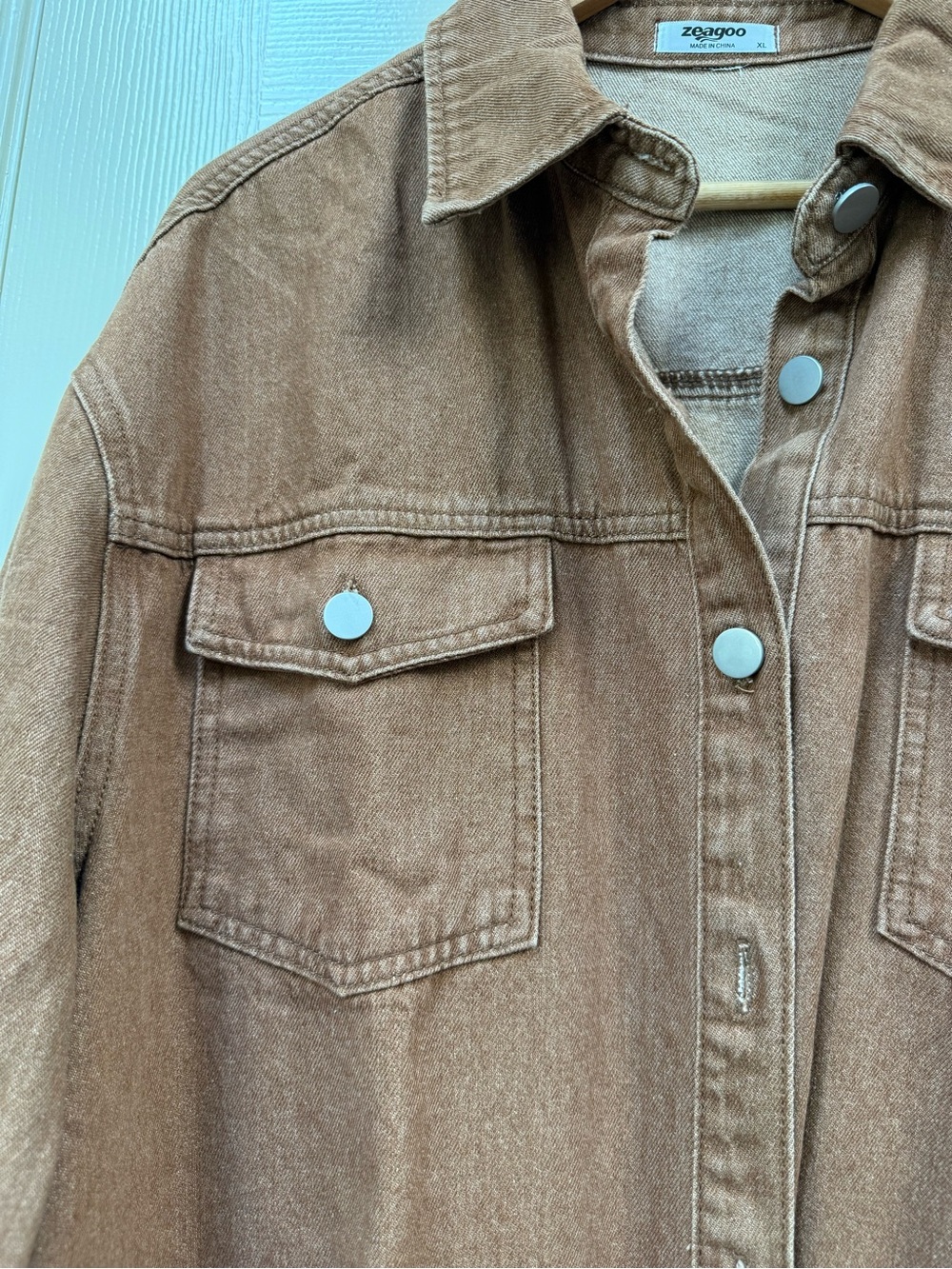 Amazon Denim Jacket Women’s Oversized Button Down Casual Shacket Raw Hem Size XL - Picture 2 of 5